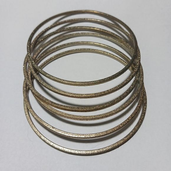 Gold Bangle Bracelets, Set of 6 - Picture 4 of 4